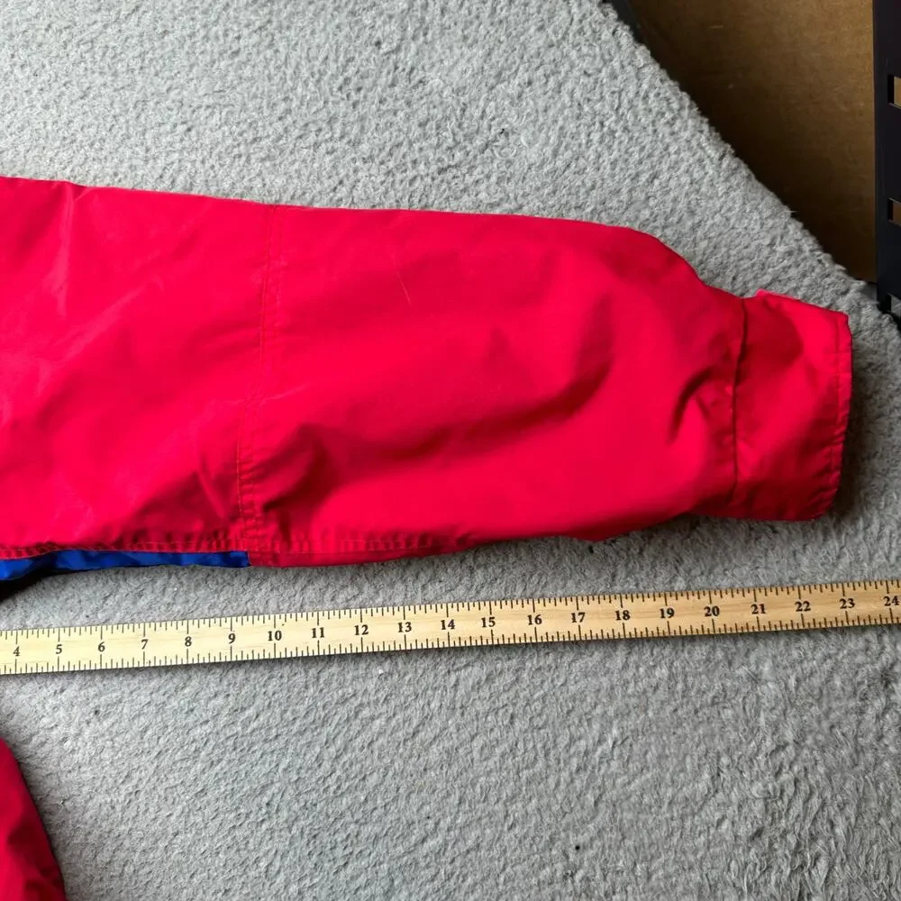 Vintage Columbia Bugaboo Jacket Mens Large Blue Red Black Hooded Nylon Shell